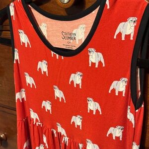 Red Bulldog Print Kids Dress
